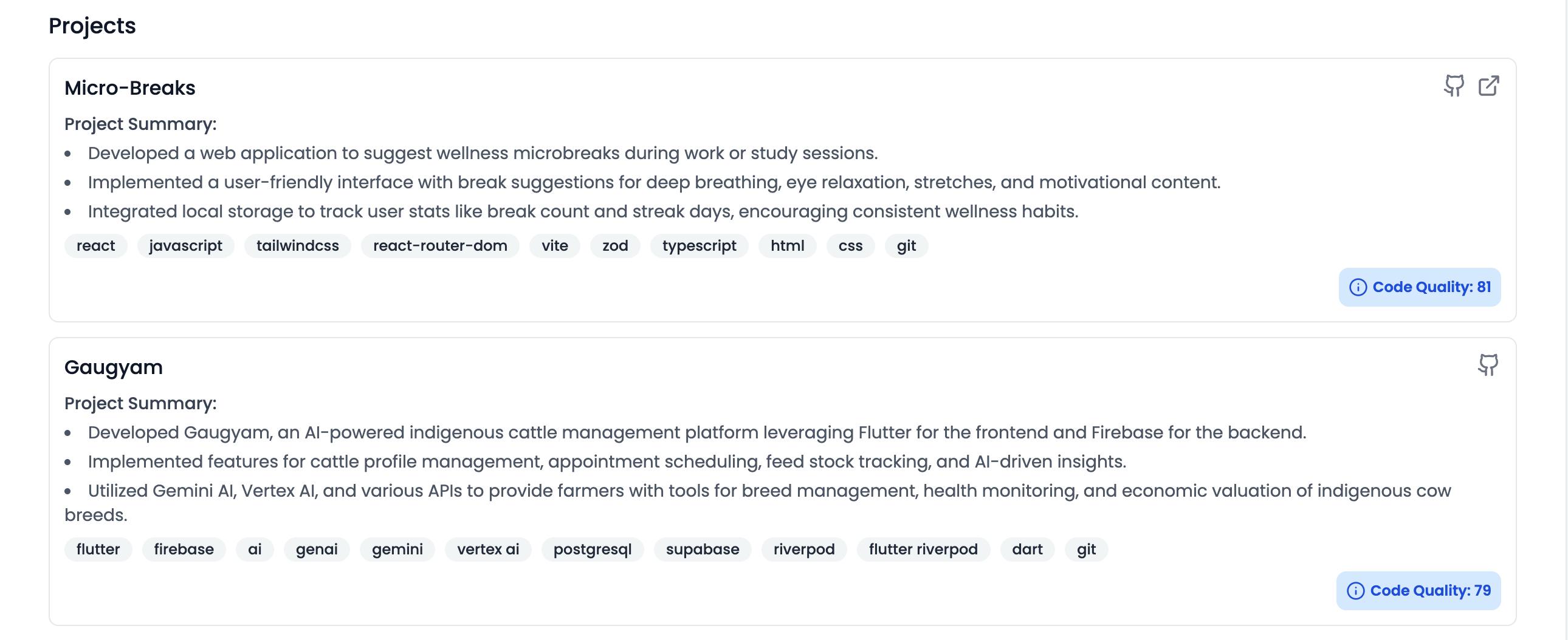 Projects Overview Dashboard
